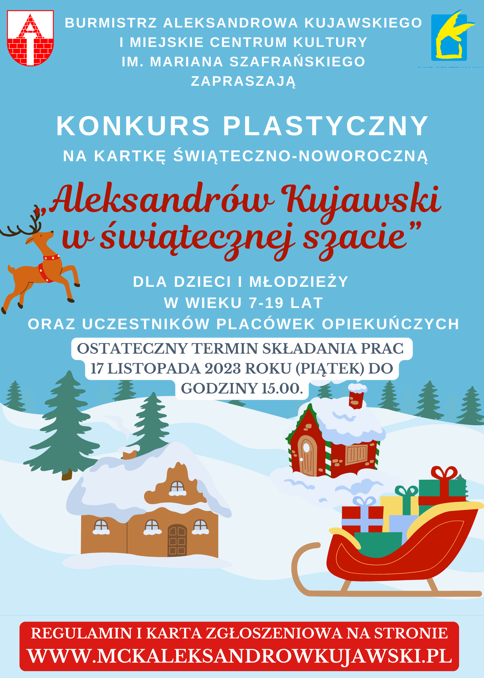 Konkurs plastyczny na kartkę świąteczno-noworoczną „Aleksandrów Kujawski w świątecznej szacie” 2023