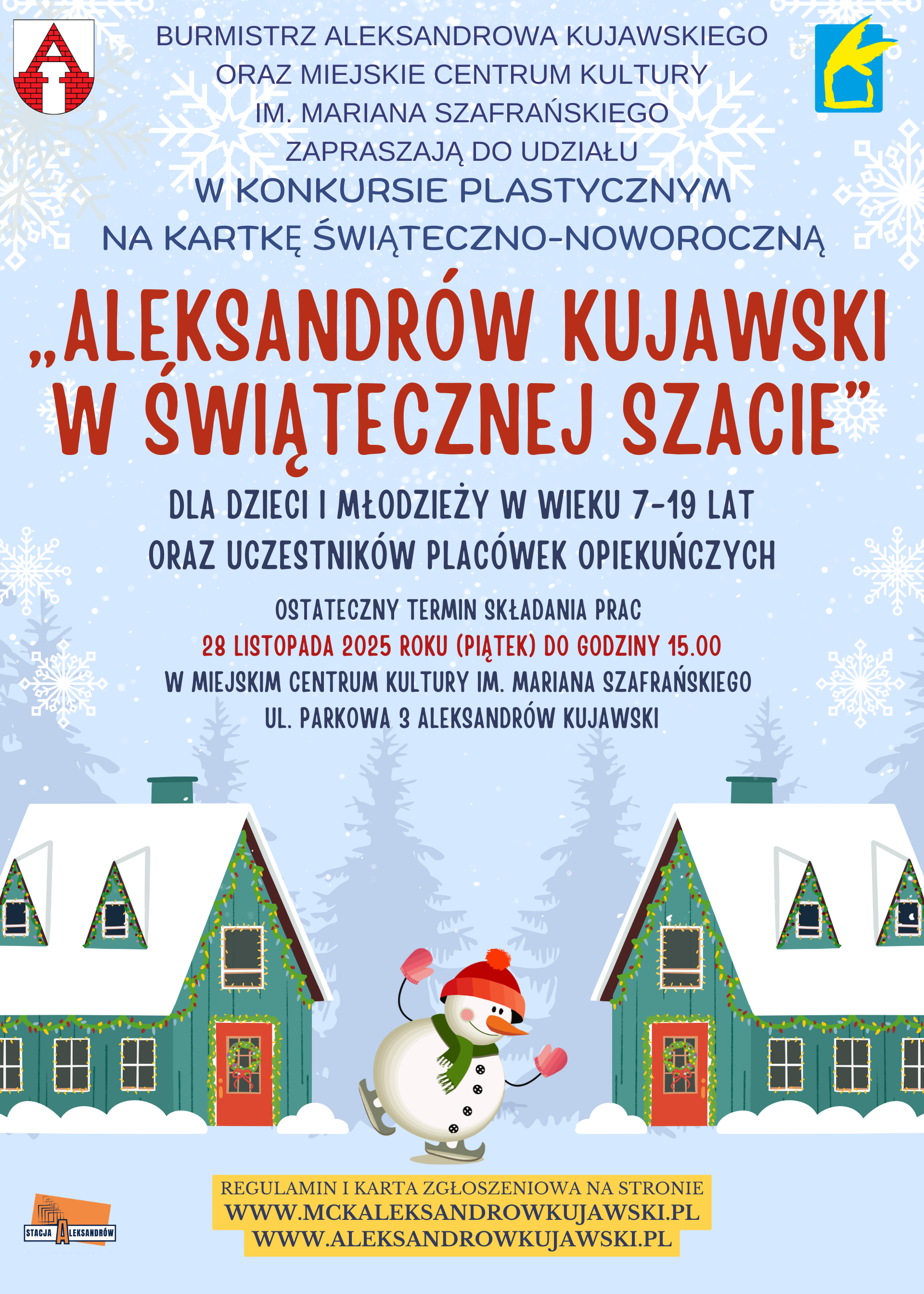 Konkurs plastyczny na kartkę świąteczno-noworoczną „Aleksandrów Kujawski w świątecznej szacie” 2025 